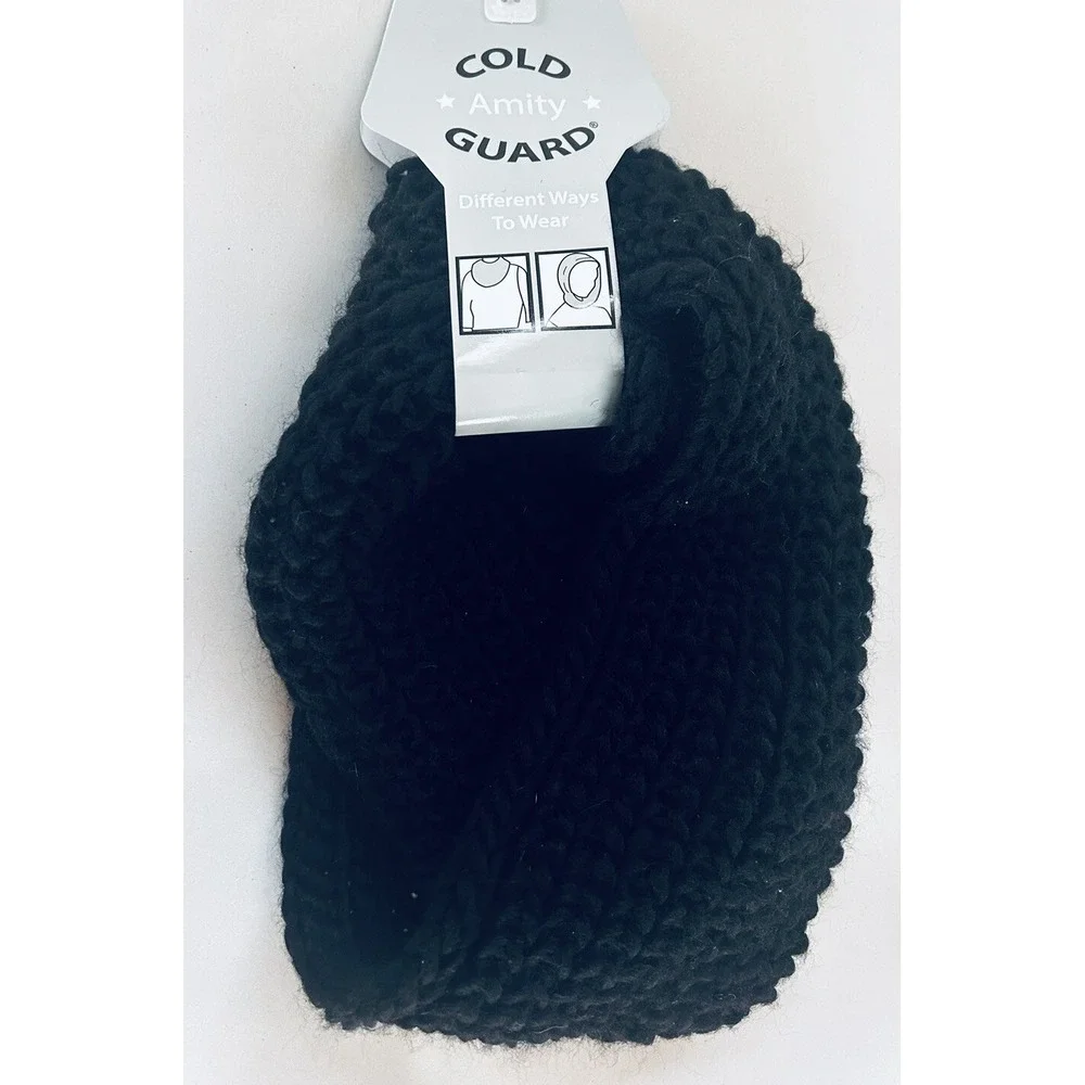 Amity Cold Guard Women's Black Knit‎ Neck & Head Warmer NEW Super Nice BxE
